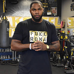 Man with Black T-Shirt with Fukc Logo